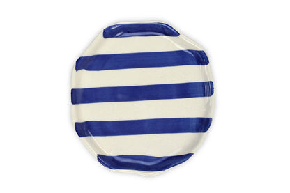 Ceramic Blue stripe plate, 6.3x6.3 Inches (Set of 4 )