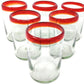 Set of 6 Glasses with Red Rims