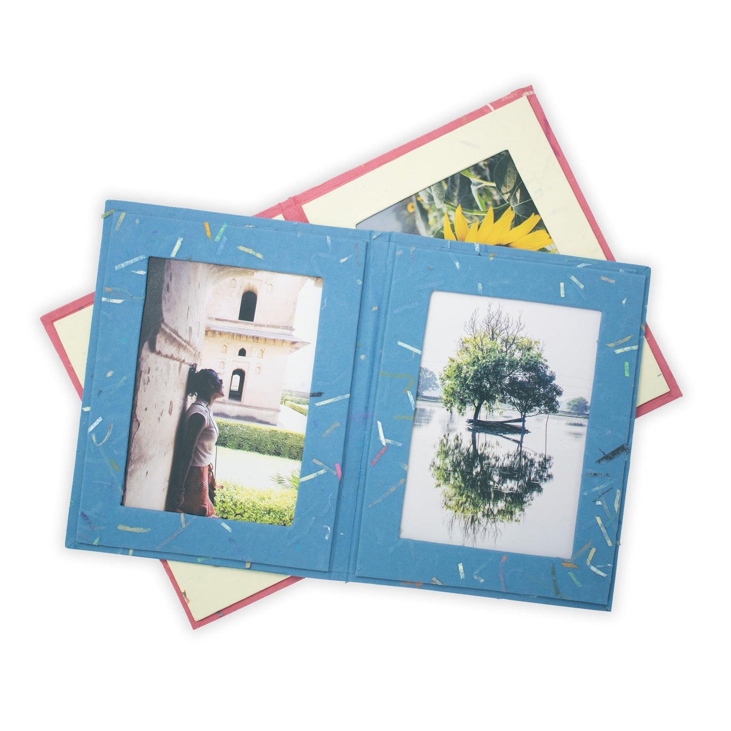Handmade Double Photo Frames | Upcycled Tree-Free Paper | Fair Trade | Set of 5