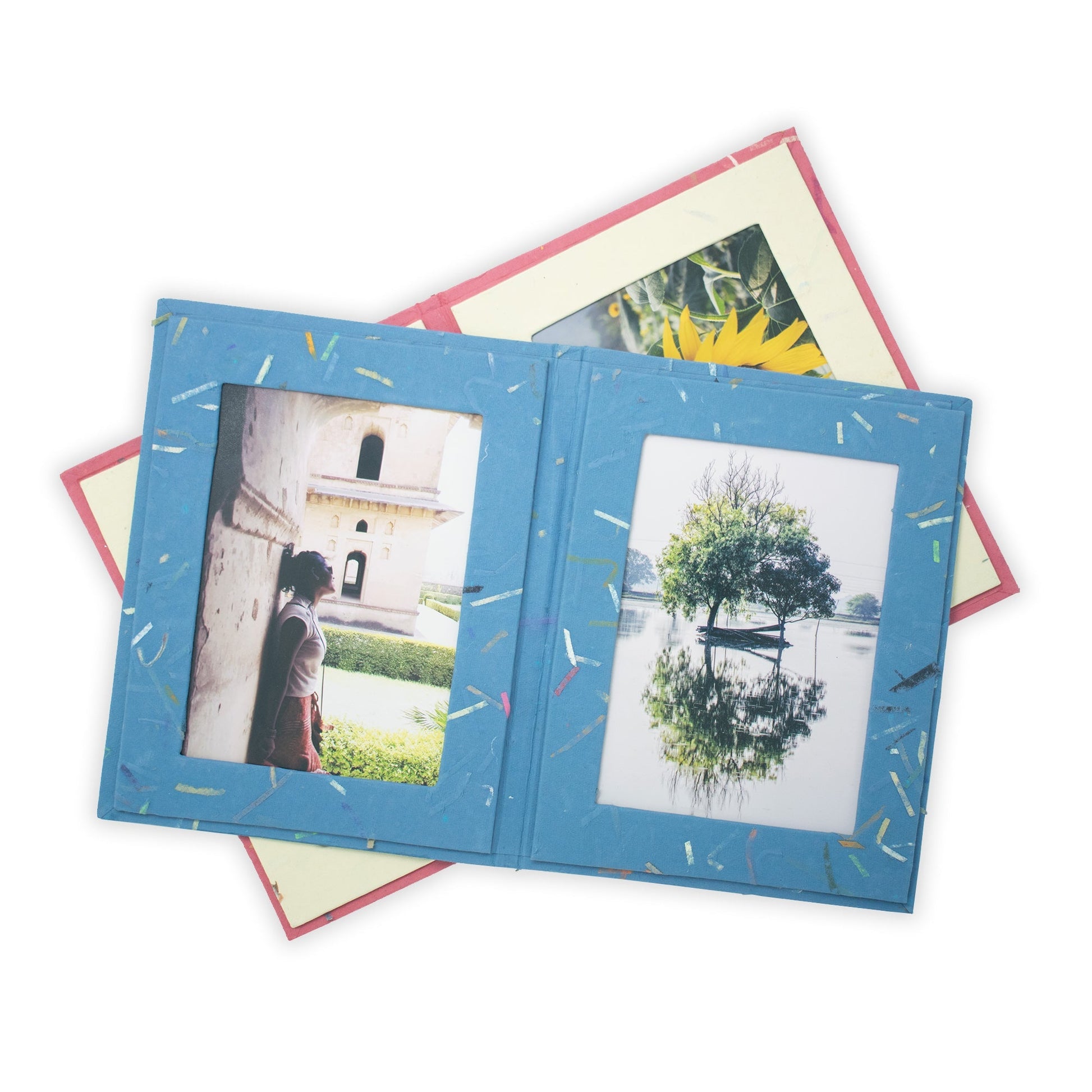 Handmade Double Photo Frames | Upcycled Tree-Free Paper | Fair Trade | Set of 5