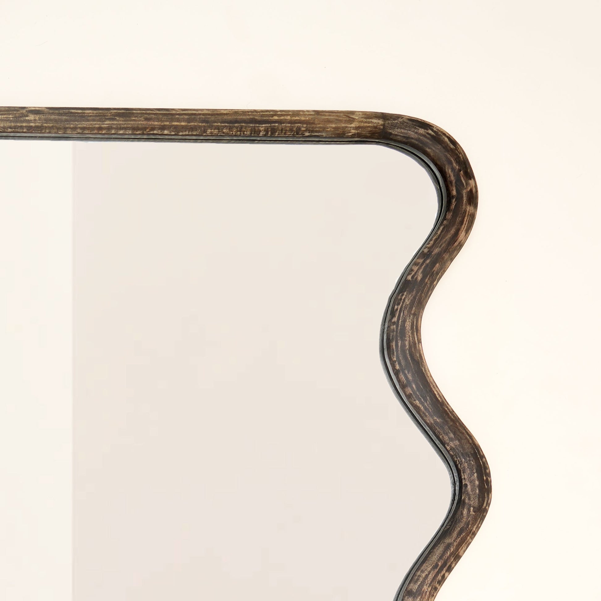 Wavy Full-Length Wall Mirror with Mango Wood Frame, 36x72"