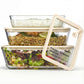 Glass Storage Container Set, with Lids, Rectangular, Clear/Sand, Set of 3