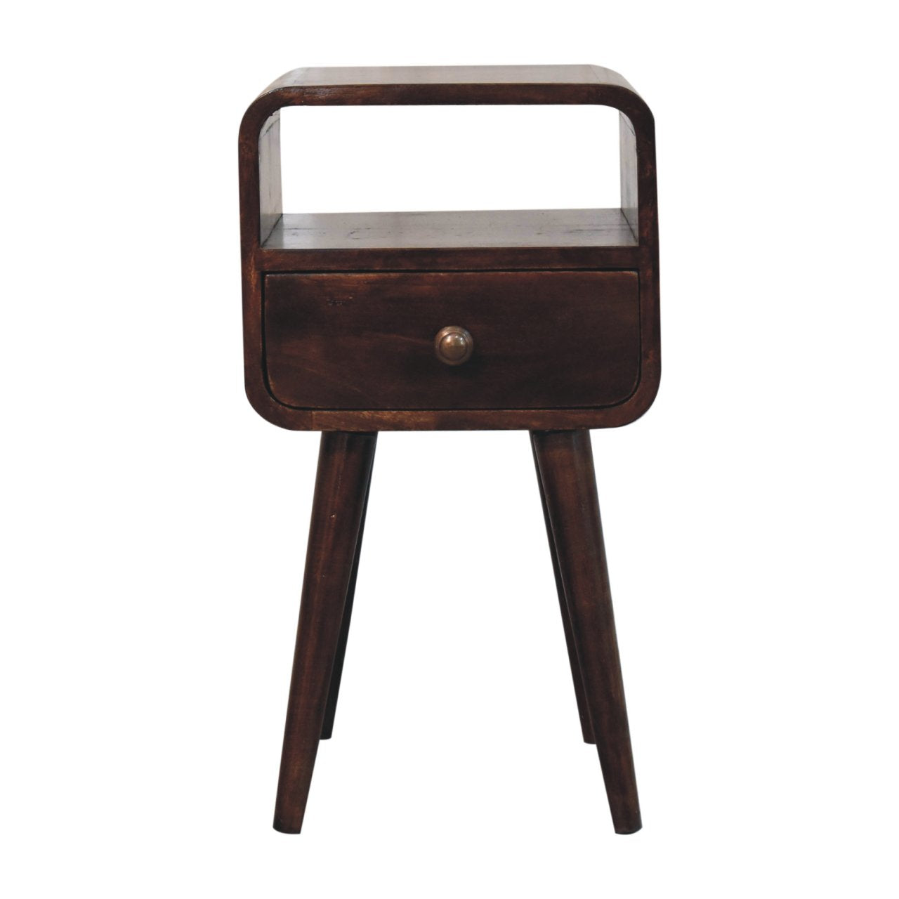 Solid Wood Mini California Walnut Curved Bedside Table