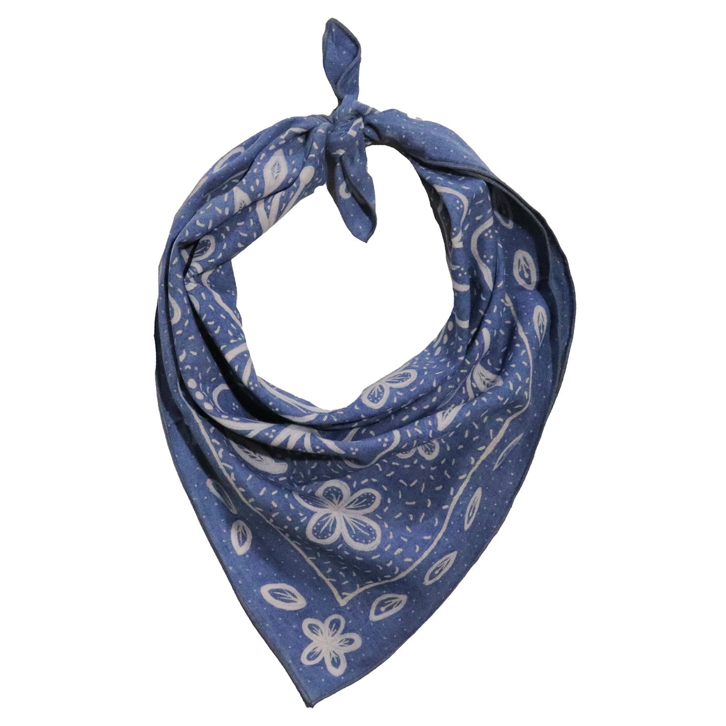 Fully Hand Drawn Painted, Indigo Natural Dye Batik Bandana, Hibiscus Indigo, Blue, Batik Tulis