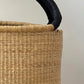 Handwoven Double Weave Hamper Basket with Black Leather Handles