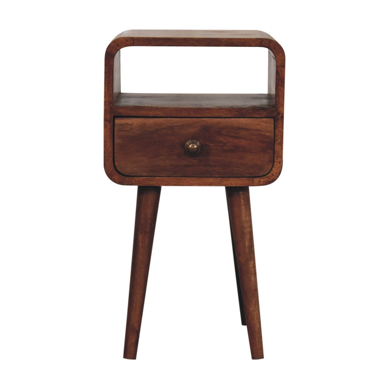 Solid Wood Mini Honey Caramel Curved Nightstand