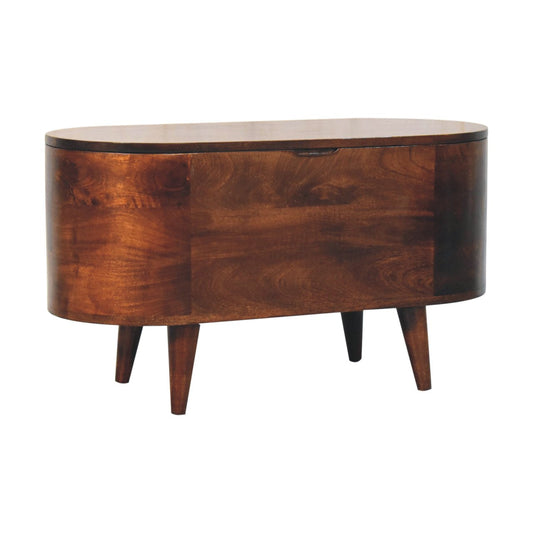 Solid Wood California Walnut Rounded Lid-Up Blanket Box