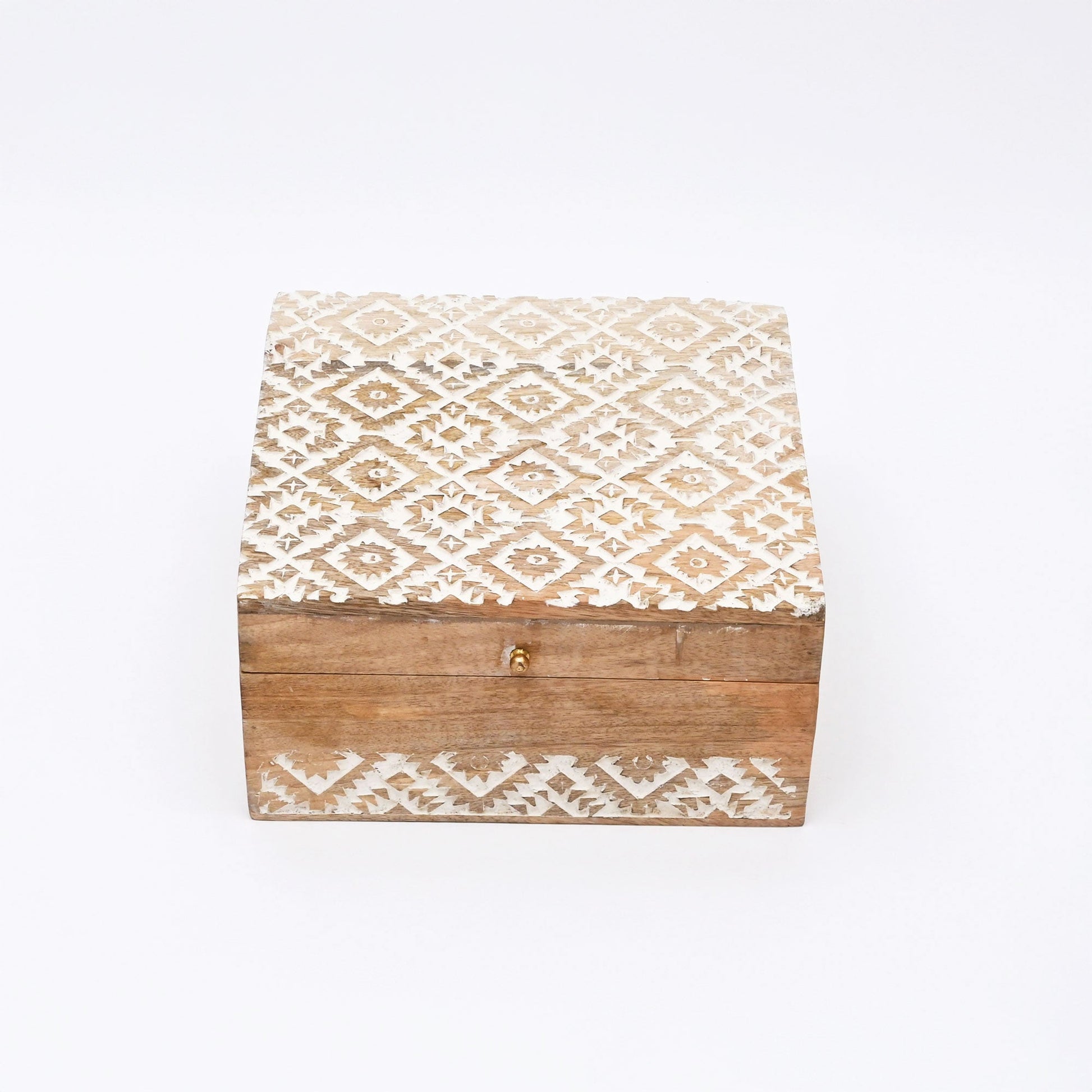 Decorative Nested Boxes Set of 3 | Hand Carved | Mango Wood