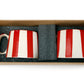 Ceramic Red Stripe  Coffee cup - 3.5 x 2.5 Inches ( Set of 4 )