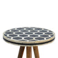 Solid Wood Bone Inlay Tripod Stool, Black and White