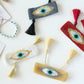 Evil Eye Tassel Bracelet Set Gray