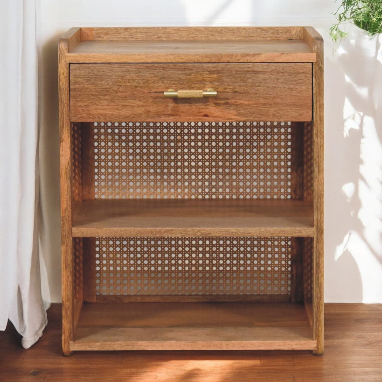 Solid Wood Larissa T-Bar Bedside Table