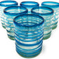 Set of 6 Tumbler Glasses with Aqua Spiral Design