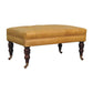 Solid Wood Honey Caramel Buffalo, Leather Ottoman with Castor Legs