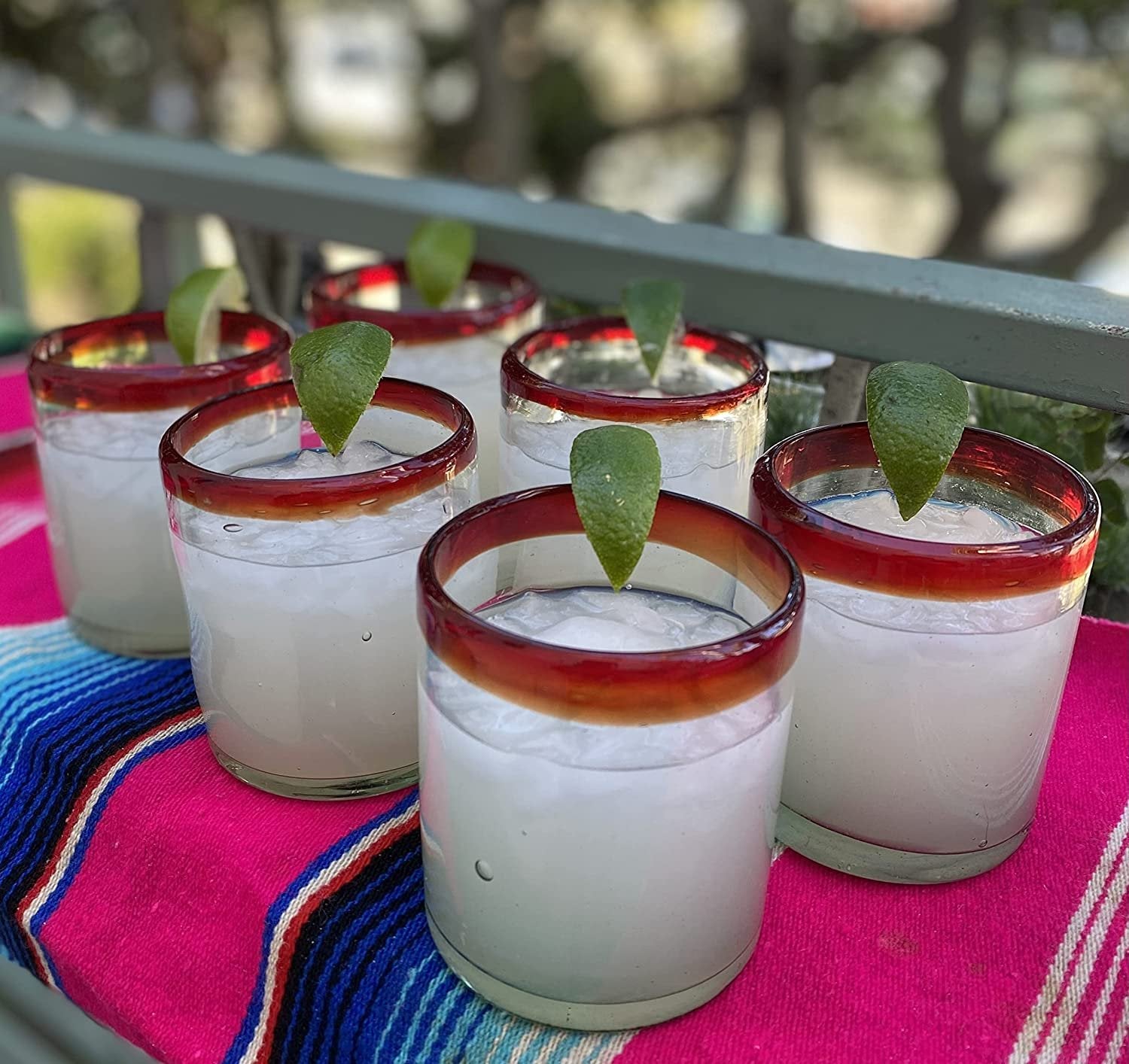 Set of 6 Tumbler Glasses with Red Rims