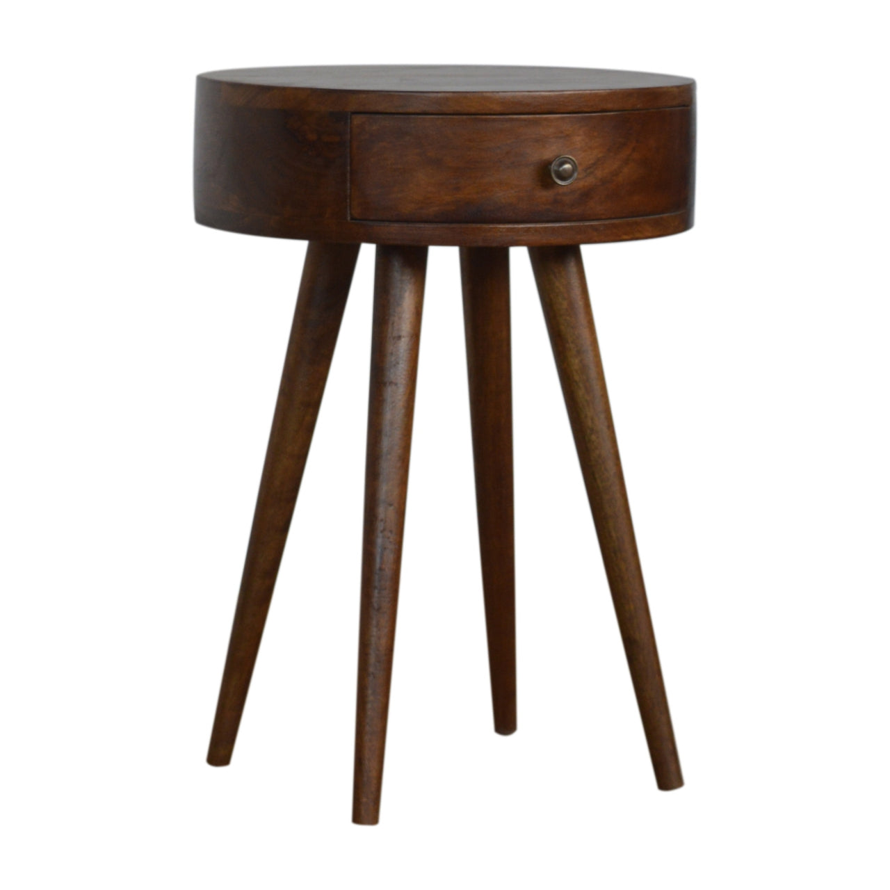 Solid Wood Nordic Chestnut Circular Nightstand