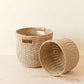 S/2 Grey + Natural Round Bottom Baskets