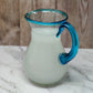 Hand Blown Glass Pitcher – Aqua Rim and Handle