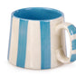 Ceramic Aqua Blue Stripe  Coffee cup - 3.5 x 2.5 Inches ( Set of 2 )