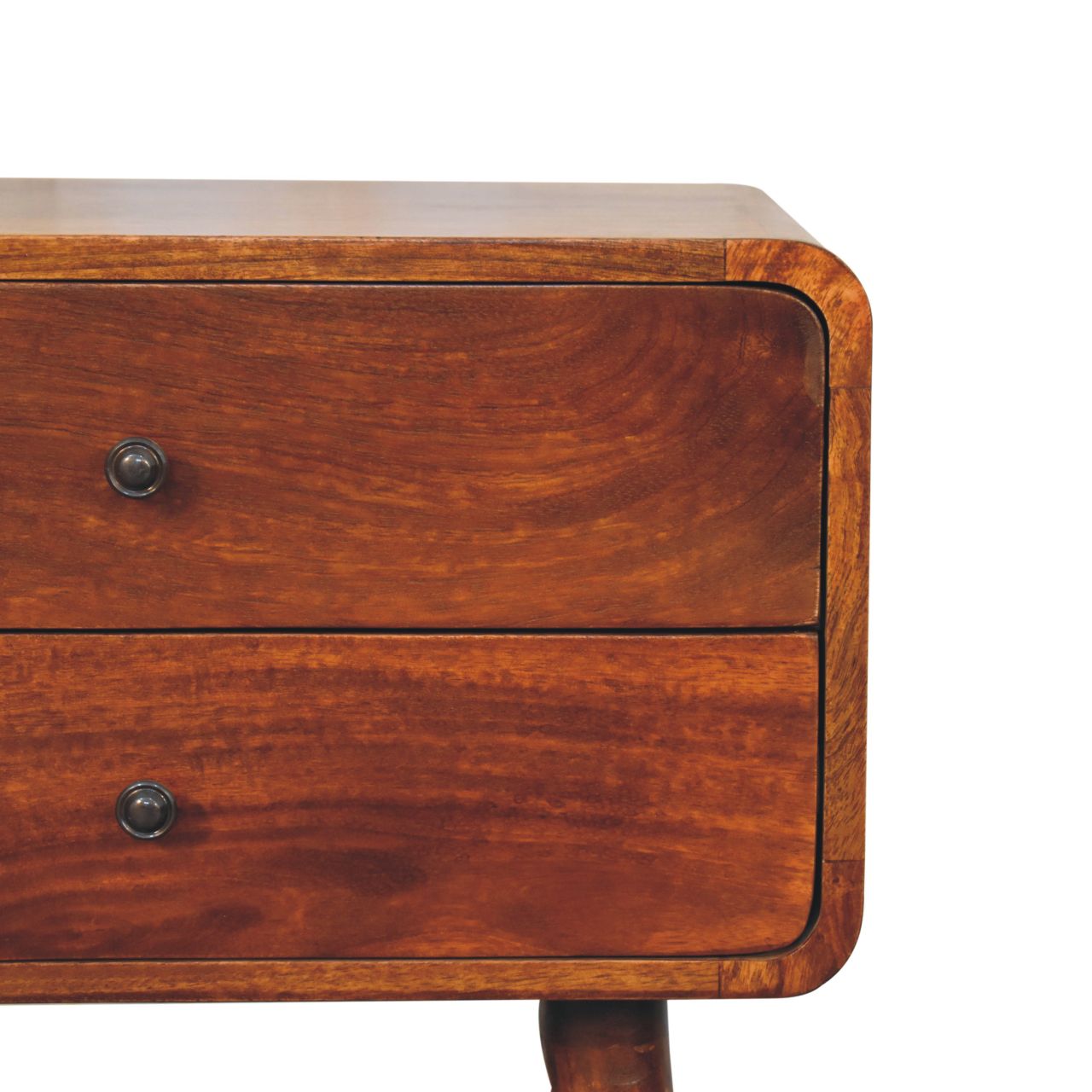 Solid Wood Large Curved Chestnut Bedside Table