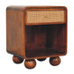 Solid Wood Chestnut Open Woven Bedside Table