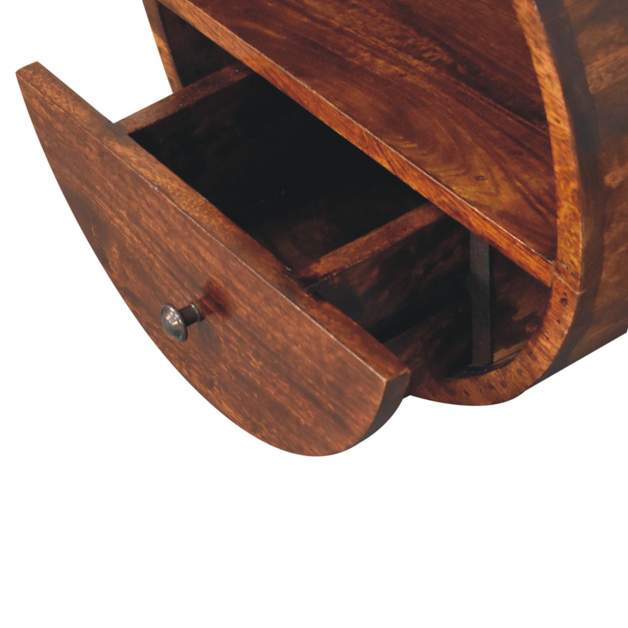 Solid Wood Floating Circle Chestnut Bedside Table