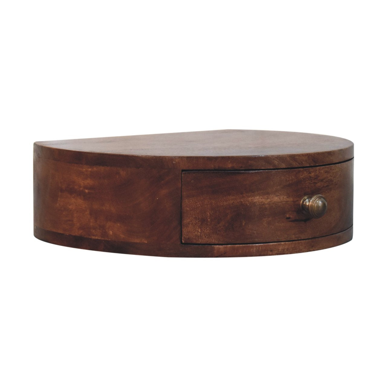 Solid Wood Honey Caramel Wall-Mounted Rounded Bedside Table