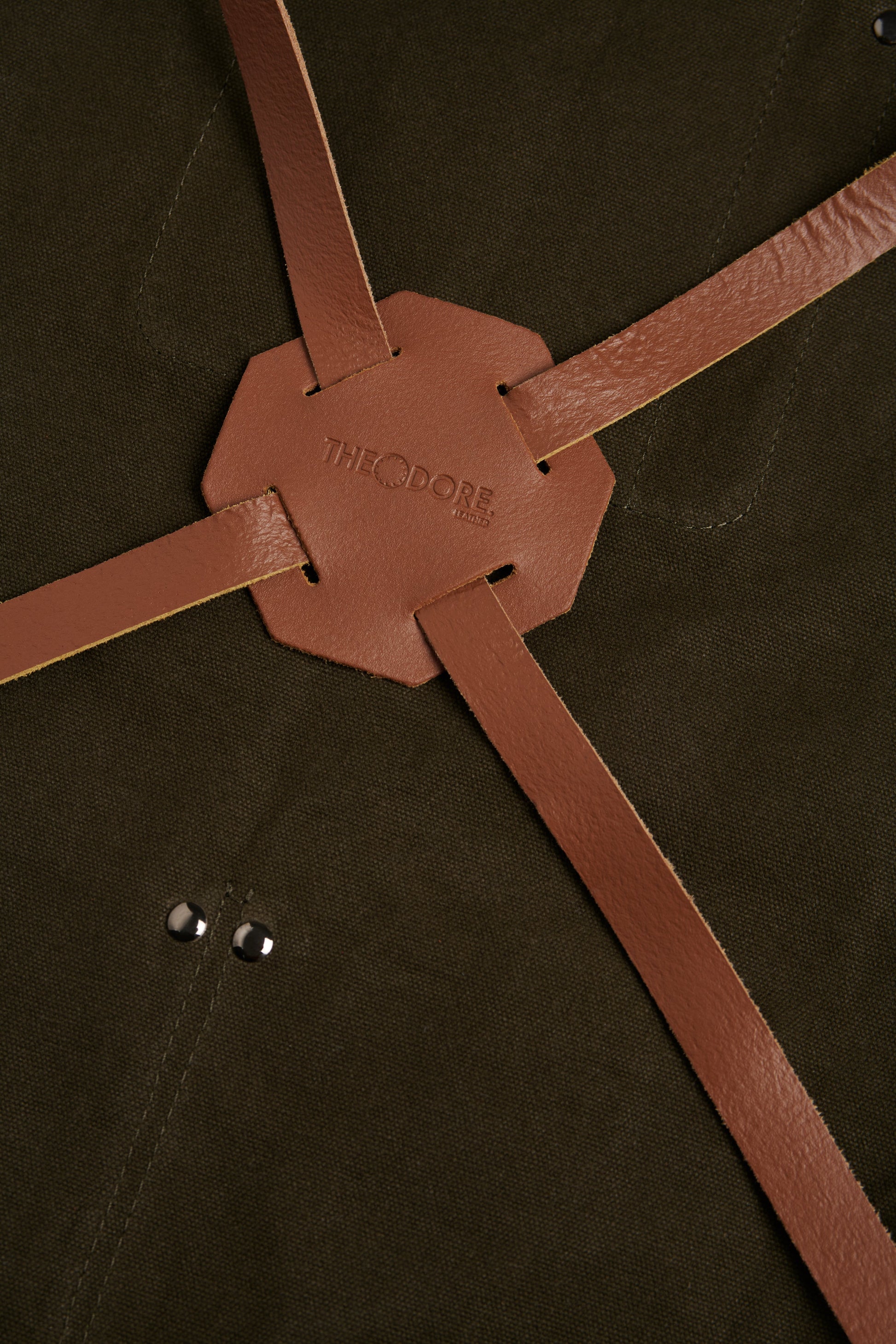 Waxed Canvas Work Apron with Leather Straps & Utility Pockets