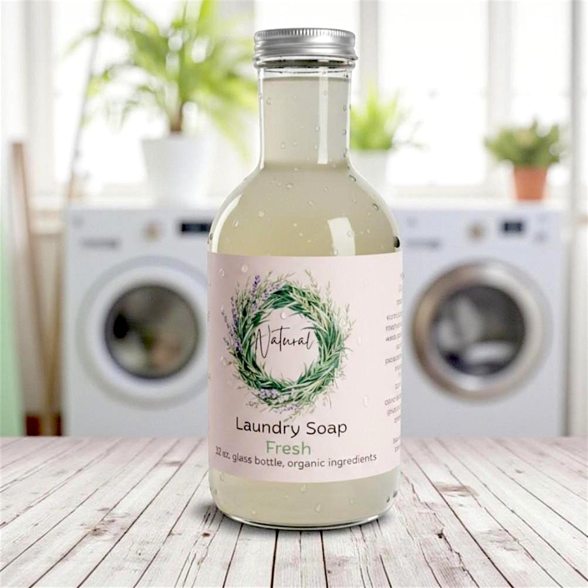 Organic Castile Laundry Soap, HE Safe, Non-Toxic, Zero Waste (32 oz Glass Bottle)