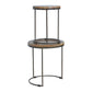 S/2 Solid Wood Round Stool with Iron Base