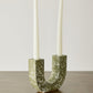 U-shaped Olive Terrazzo Taper Candle Holder
