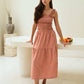 Elena Crinkle Gingham Carry-On Travel Skirt in Persimmon