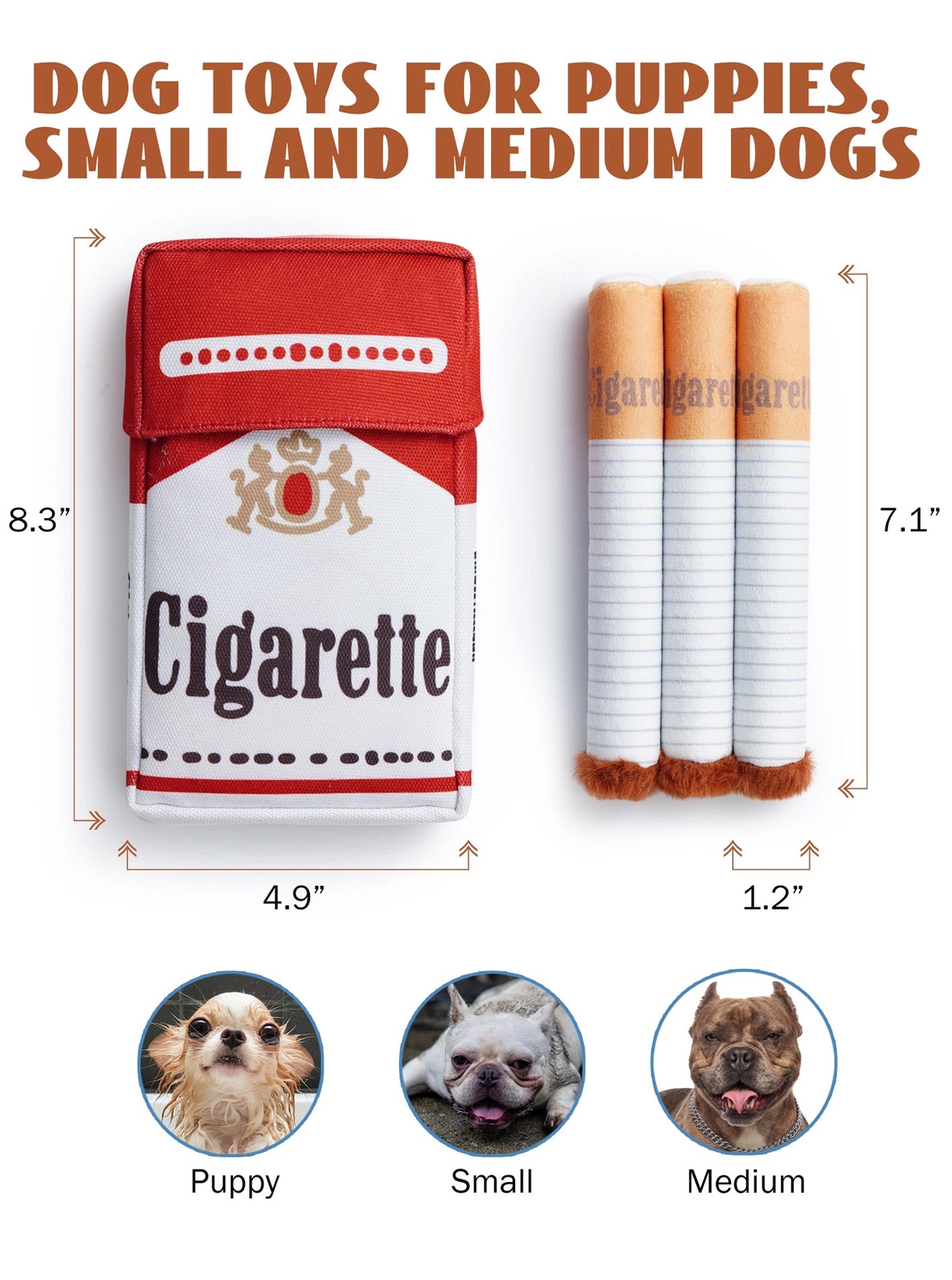 3 PACK CIGARS DOG TOY