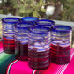 Cobalt Blue Spiral Design Drinking Glasses - Set of 6