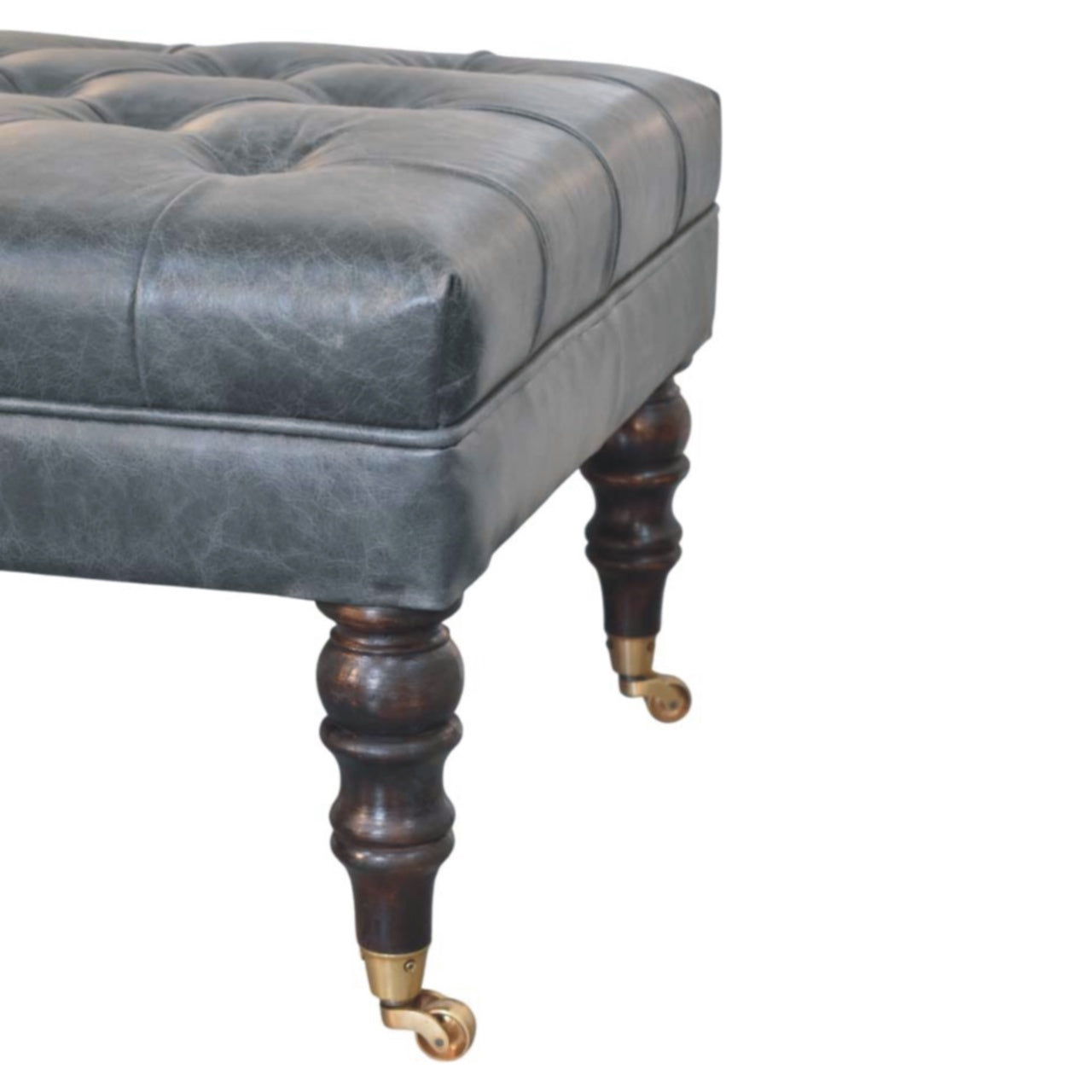 Buffalo Teal Leather Ottoman
