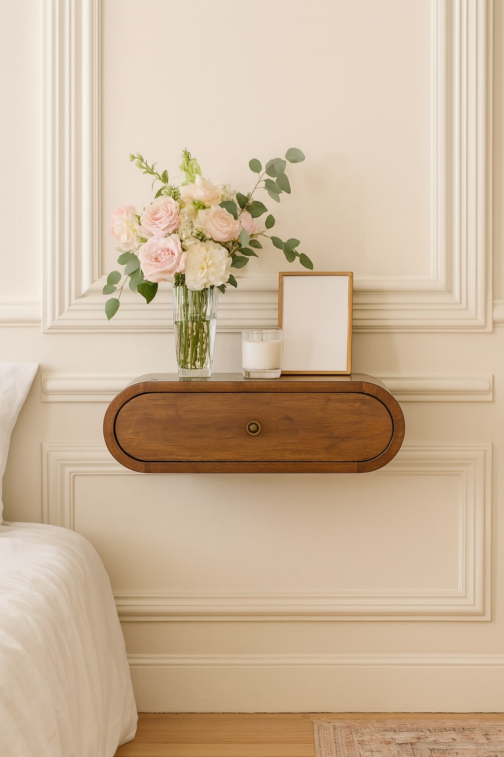 Wall-Mounted Round Chestnut Bedside