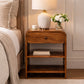 Solid Wood Open Shelf Bedside with Drawer