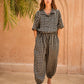 Vanessa Linen Gingham Balloon Pants in Black