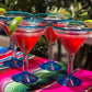 Aqua Rim Modern Margarita Glasses - Martini Style - Set of 4