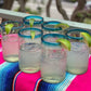 Aqua Rim Drinking Glasses - Set of 6