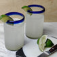 Cobalt Blue Rim Drinking Glasses - Set of 6