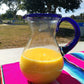 Cobalt Blue Rim & Handle Glass Pitcher