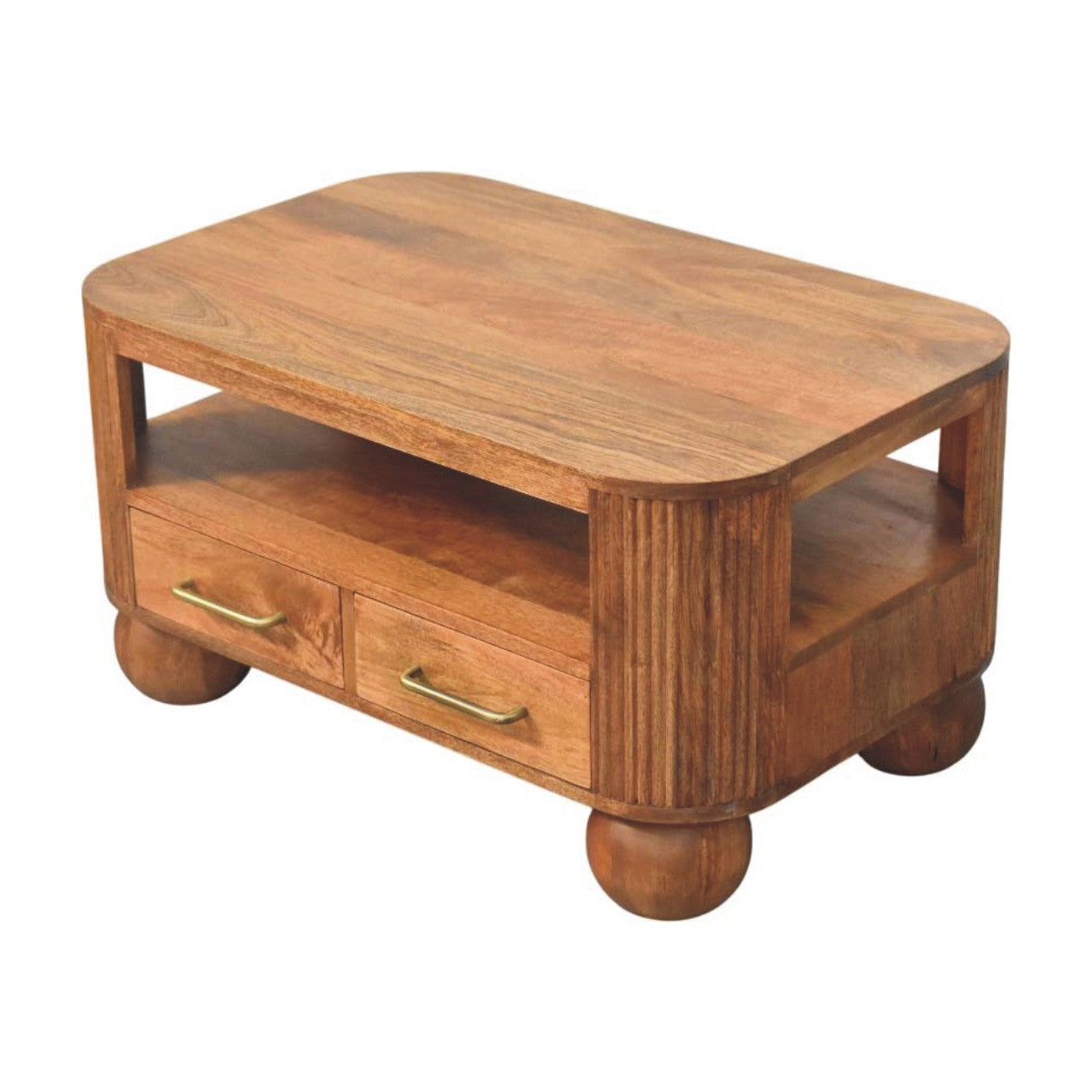 Solid Wood Briarwood Fluted Coffee Table