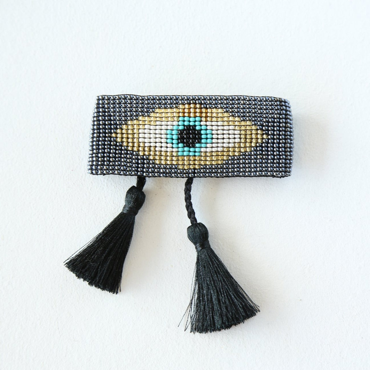Evil Eye Tassel Bracelet Set Gray