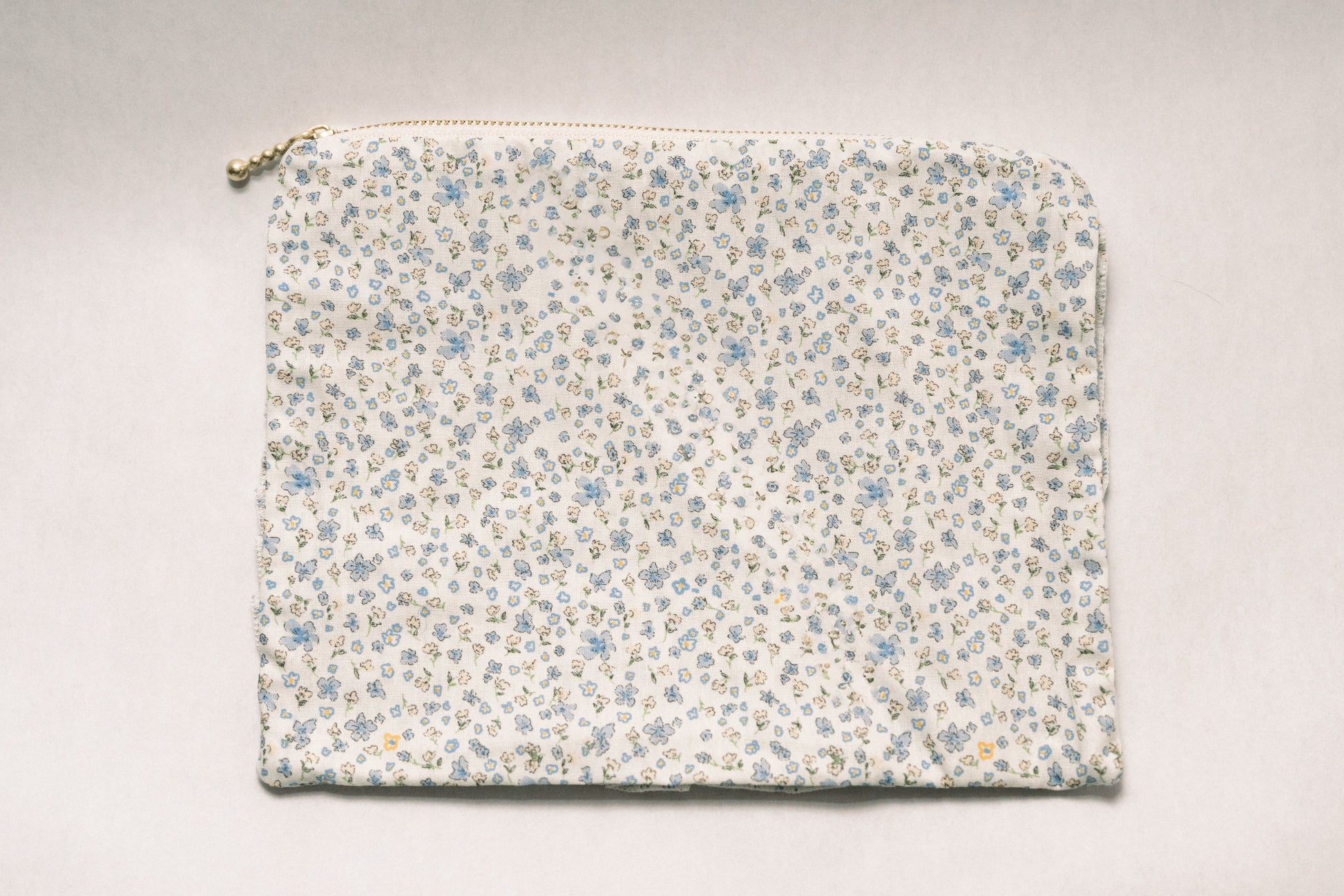 Vintage-Inspired Floral Pouch- Bluebell Breeze