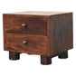 Solid Mango Wood California Walnut Two Drawer Bedside