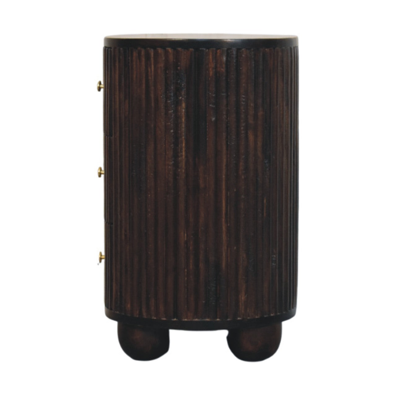 Solid Wood Curved Fluted 3-Drawer Drum Chest
