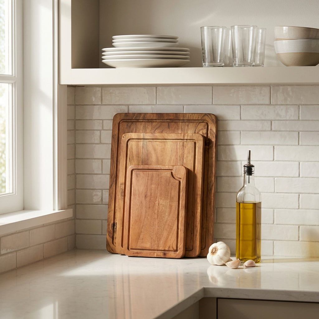 Acacia Wood Cutting Board Set – 3 Piece Natural