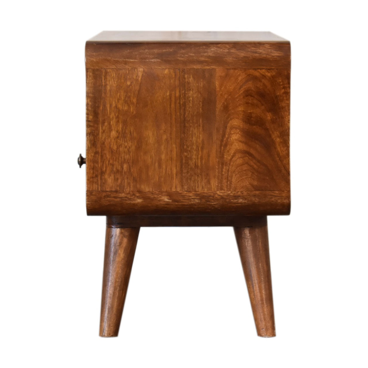 Solid Wood Mini Chestnut Curved Media Unit