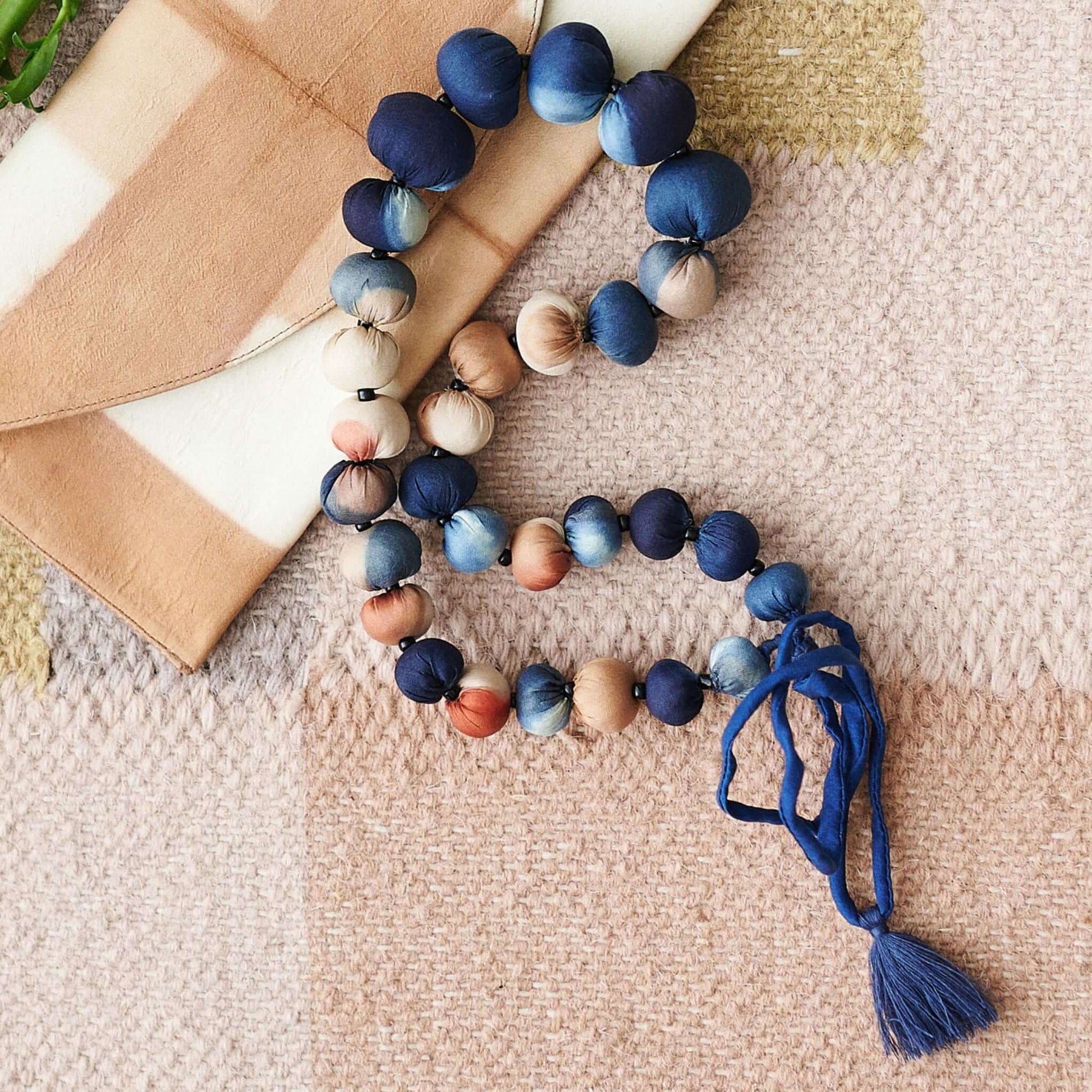 Mihika Silk Beaded Necklace Modern Artisanal— Indigold